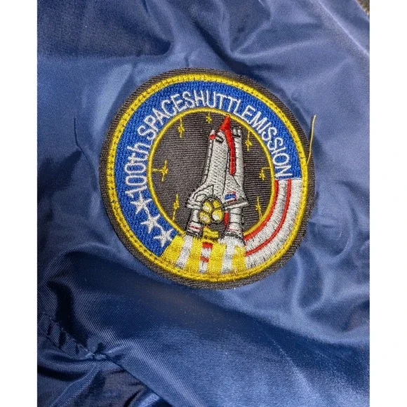 Asstseries Militare NASA Bomber Flight Jacket Navy Blue XXL Space Patch MA-1 - Picture 7 of 16